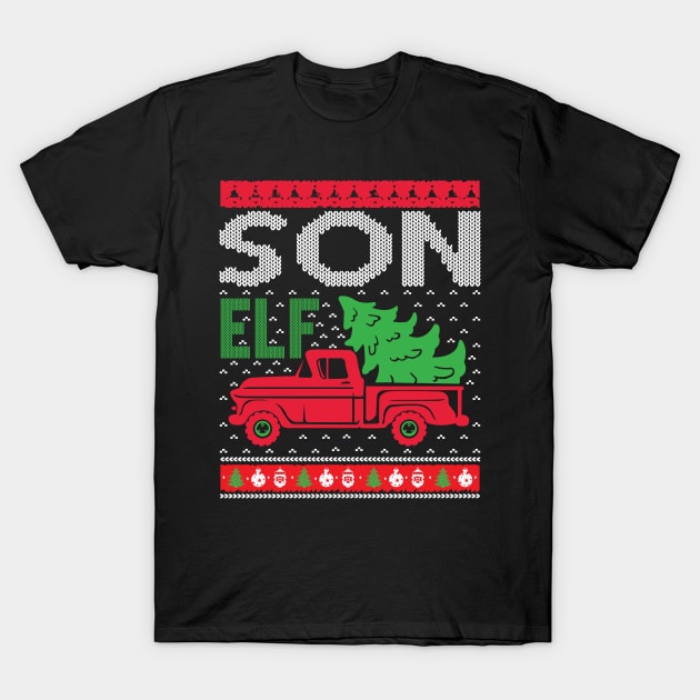 Son Elf ugly christmas sweater T-Shirt by MZeeDesigns